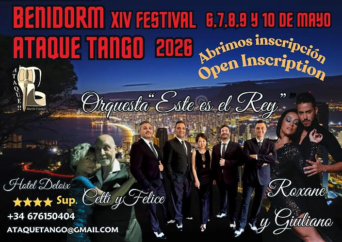 flyer image for XIV FESTIVAL INTERNACIONAL ATAQUE TANGO BENIDORM 2026