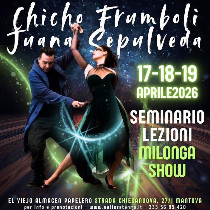 flyer image for Chicho Frumboli y Juana Sepulveda Seminar in Mantova Italy