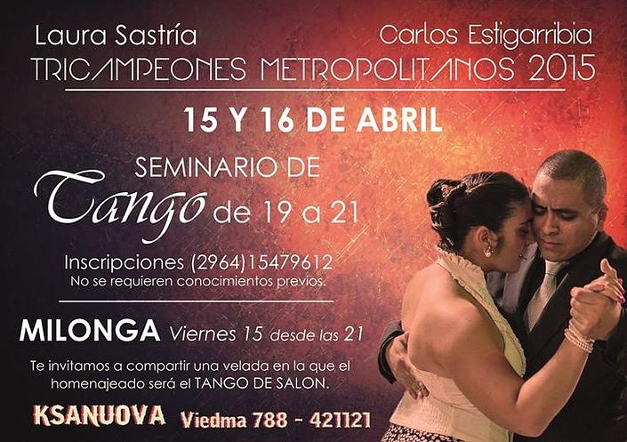 flyer image for Seminario de tango con los Tricampeones Metropolitanos 2015