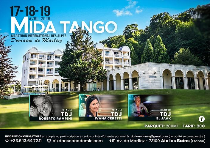 flyer image for MIDA Tango 2026  International Tango Marathon of the Alps