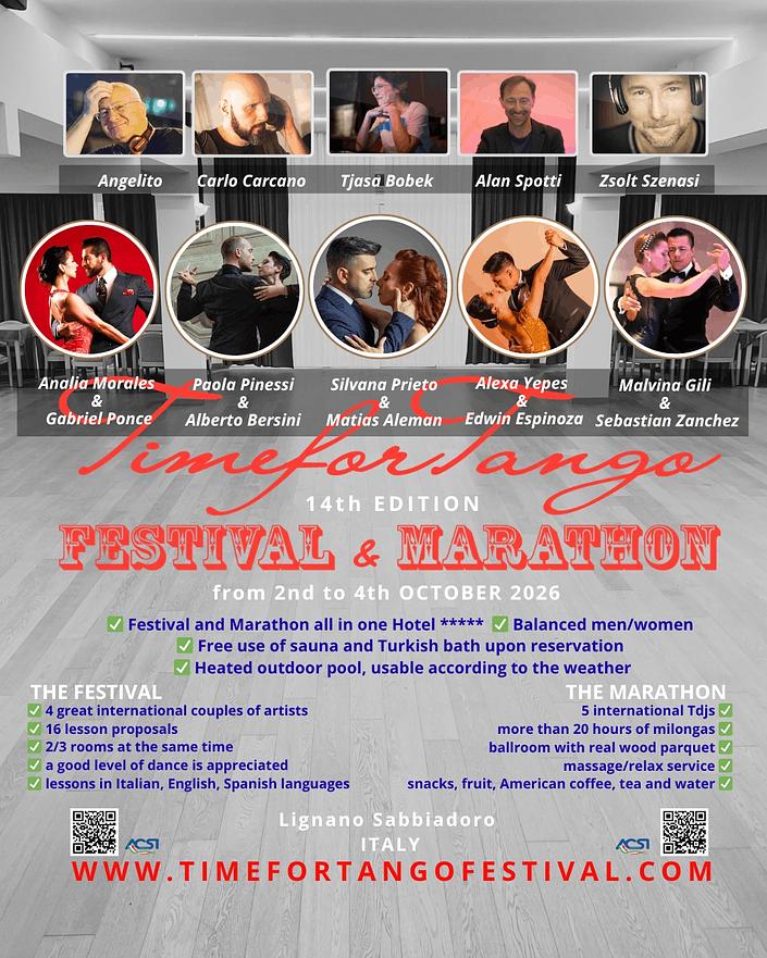 flyer image for TimeforTango FESTIVAL and MARATHON 2026 - XIV edition