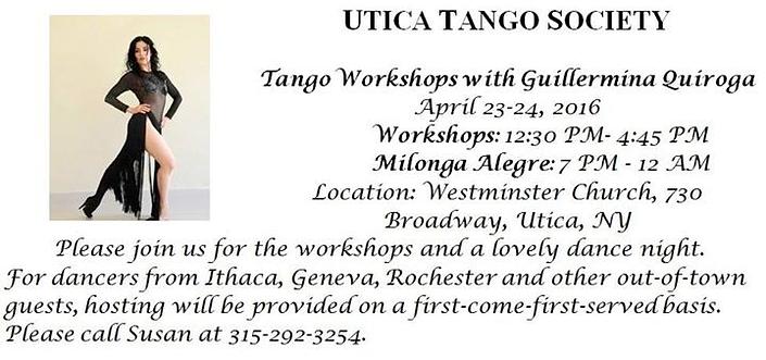 flyer image for Tango Workshops with Guillermina Quiroga